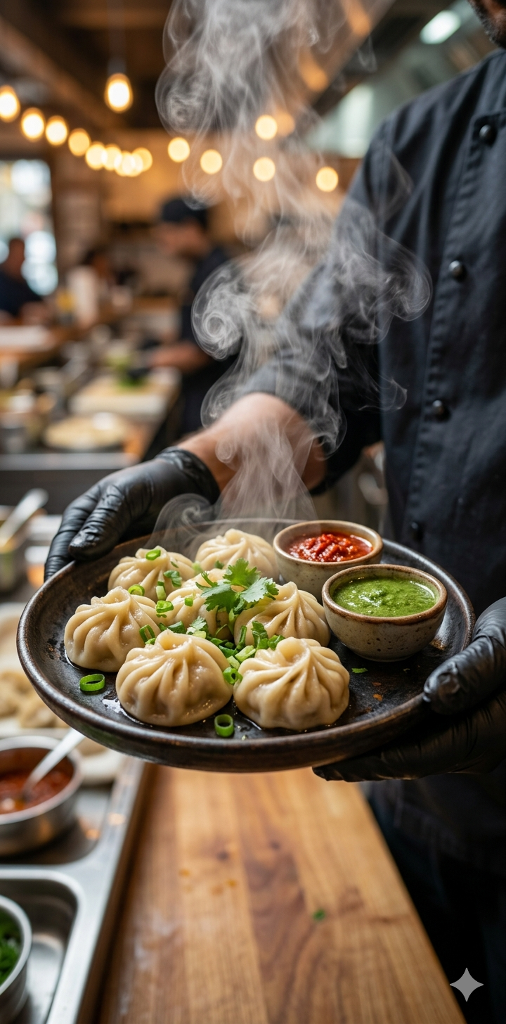 Momos serving hot