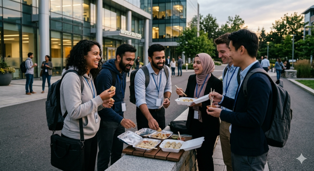 Team sharing momos